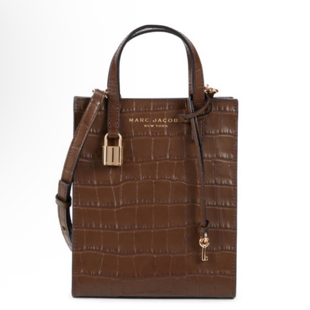 Marc Jacobs Chocolate Croc-Embossed Tote mini tote bag